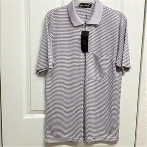 By Joseph Black Purple Black Striped Pocket Polo Shirt Size S NWT